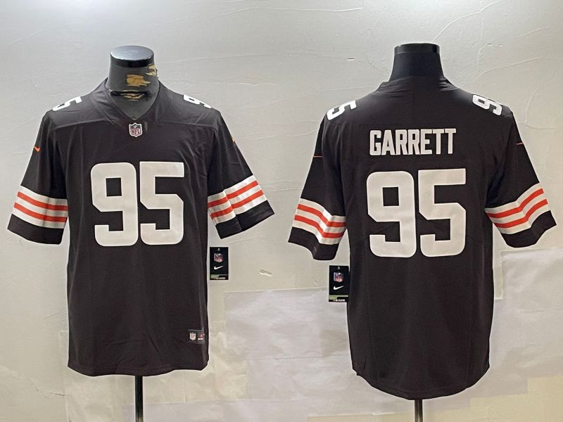 Men Cleveland Browns 95 Garrett Brown 2024 Nike Vapor Limited NFL Jersey style 1